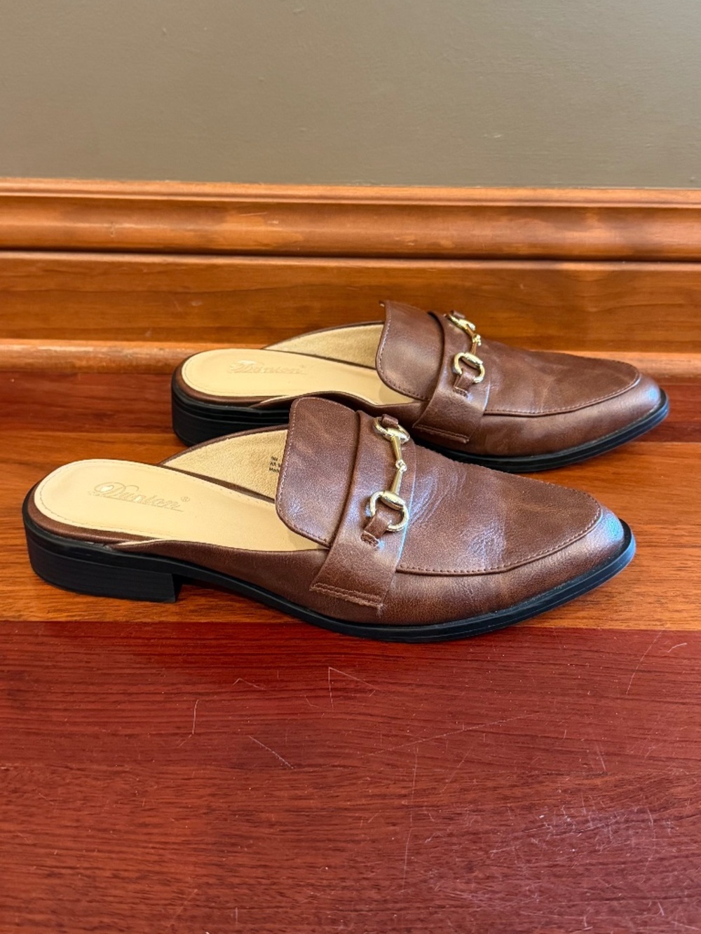 Dunion Chocolate Brown Slip-ons, Gold Chain, Neutral, Office, Size 9
